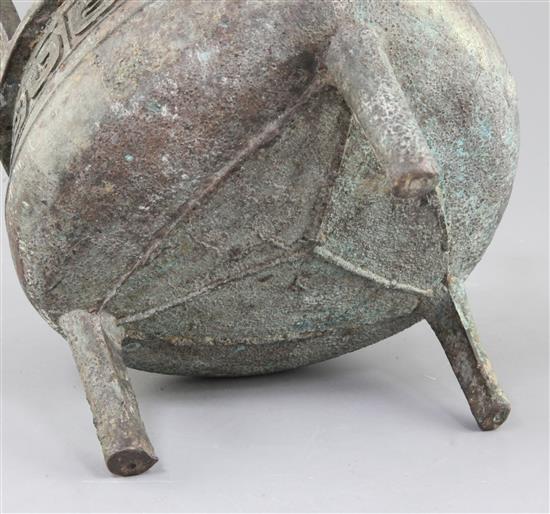 A large Chinese archaic bronze ritual food vessel, Ding, Western Zhou dynasty, 10th century B.C., 19cm high, 20cm wide